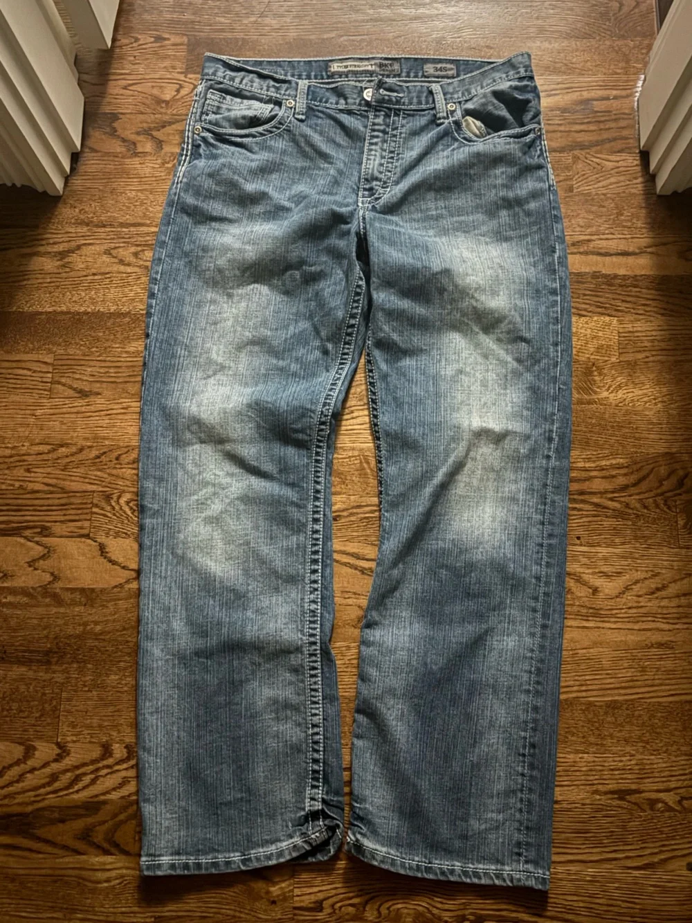 BKE Tyler Straight Men's Faded Blue western Utility cowboy jeans size 34x30